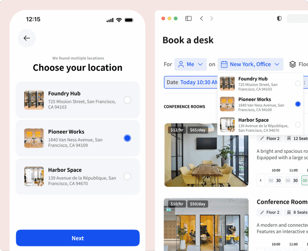 Coworking booking features at Archie.