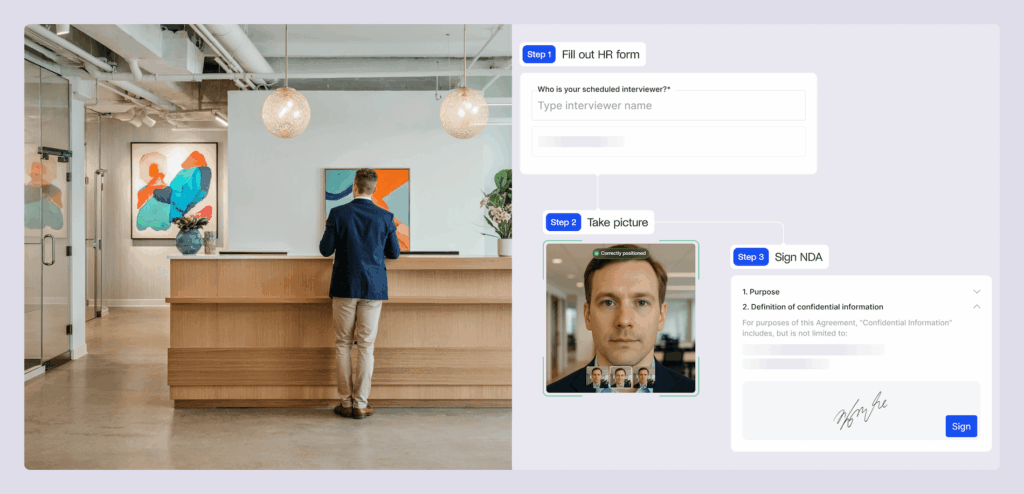 Visitor management process - different steps you can set up with Archie.