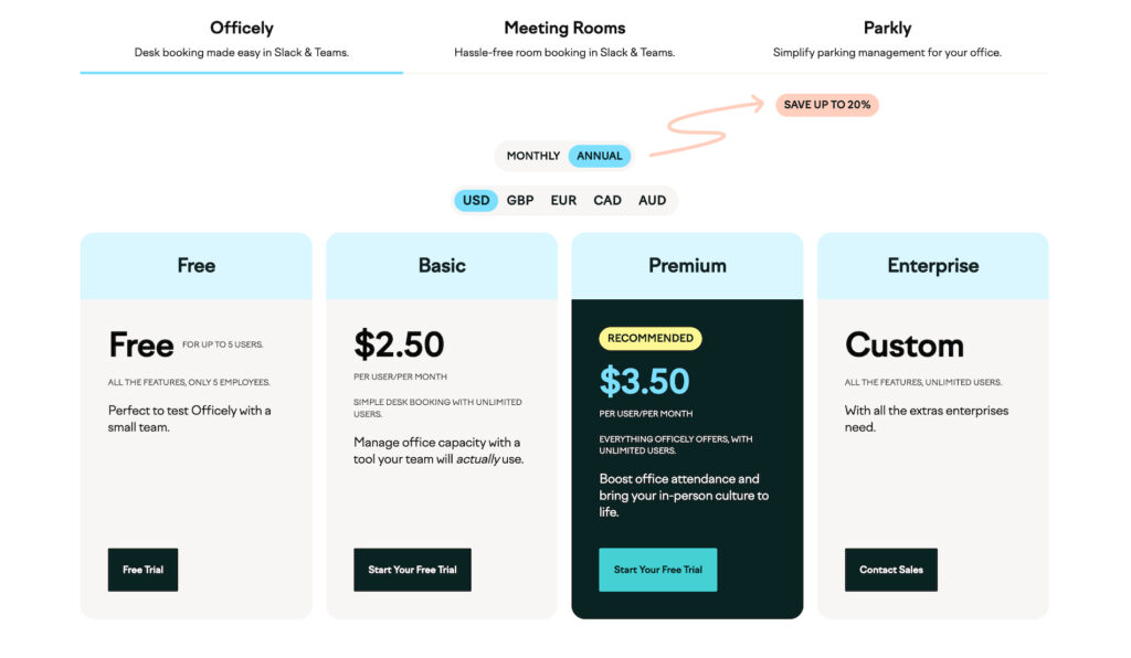 Officely - pricing plans.