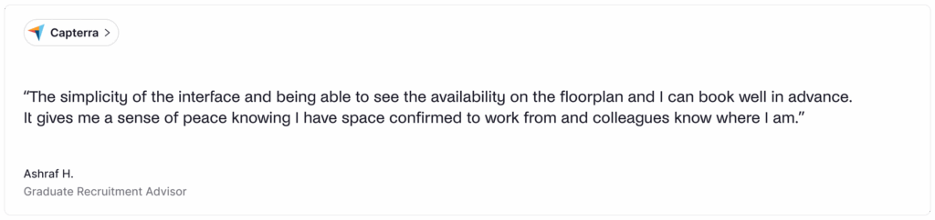 YAROOMS Capterra user review.