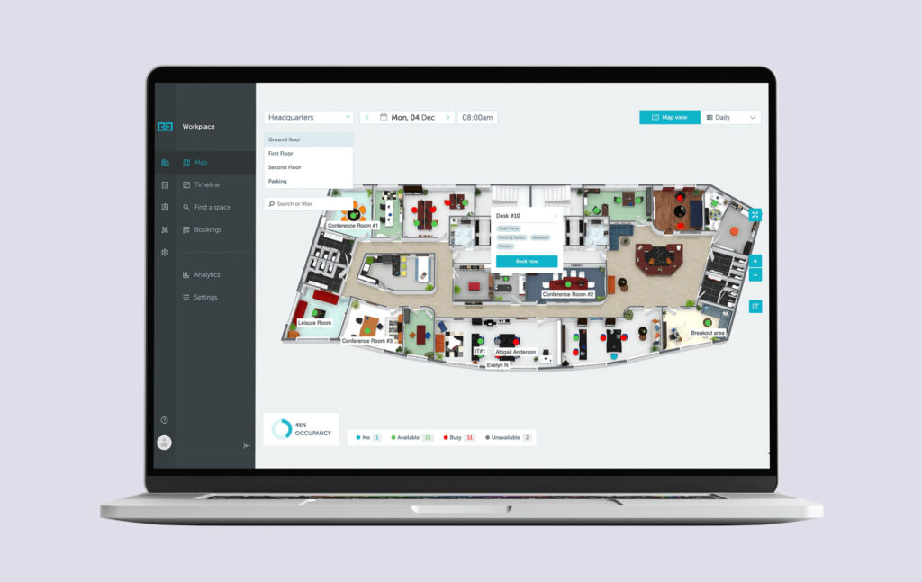 YAROOMS features - Interactive floor plan.