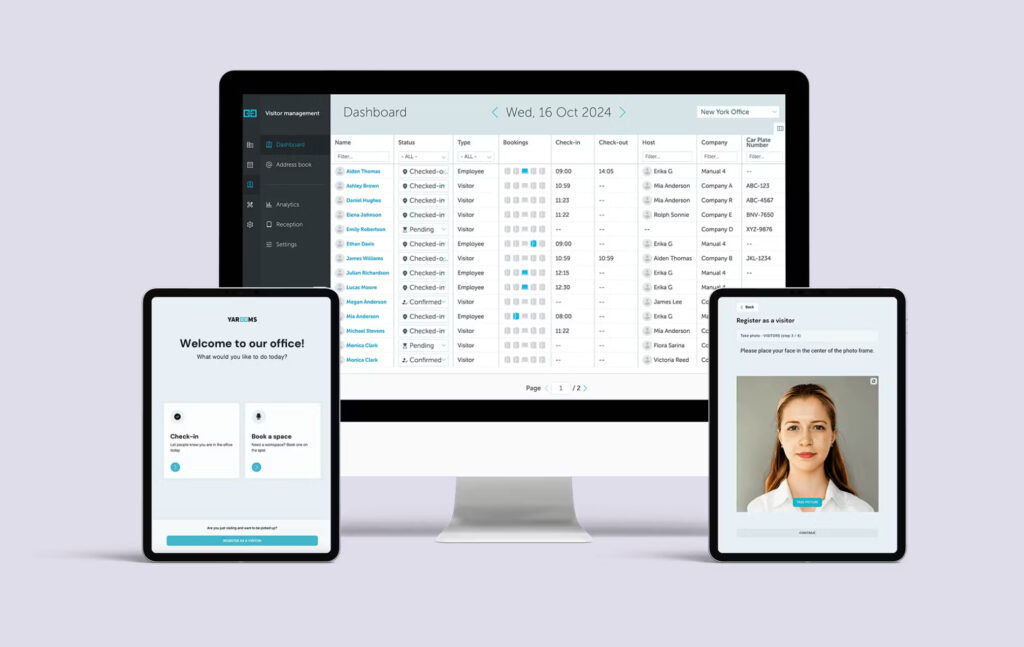 YAROOMS features - visitor management app.