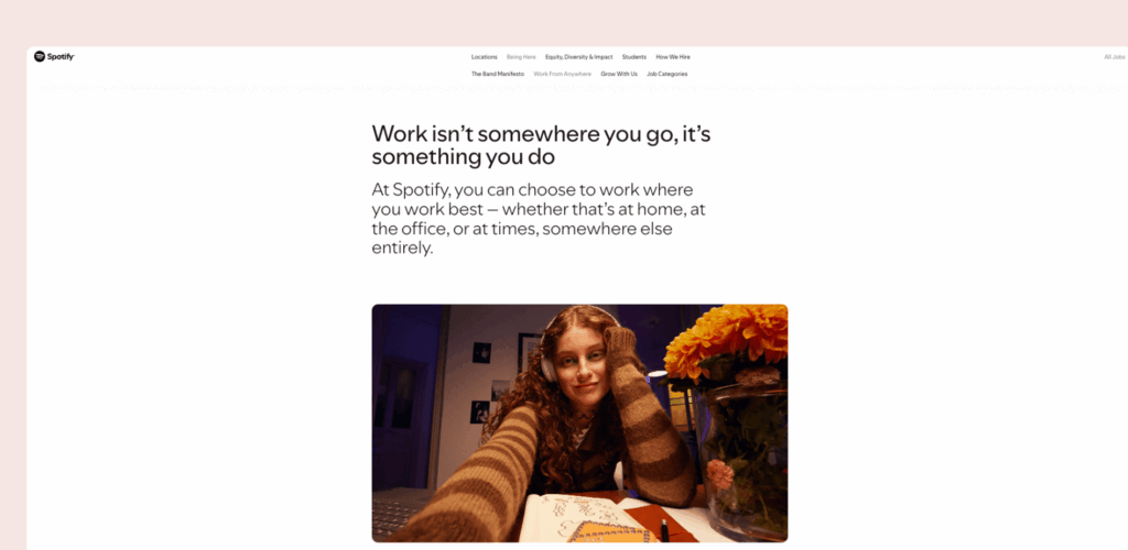 Spotify - Hybrid work model example.