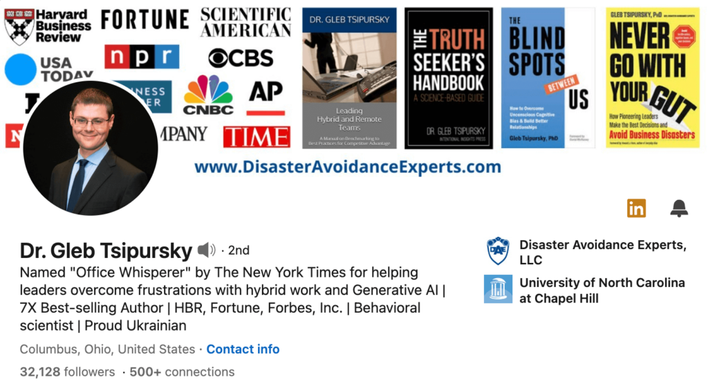 Dr. Gleb Tsipursky - hybrid work influencers list.