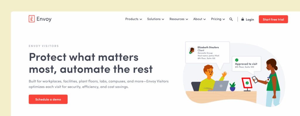 Envoy - a screenshot of the visitor management software.