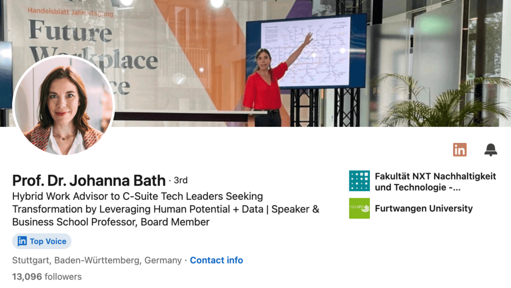 Johanna Bath - hybrid work influencers list.