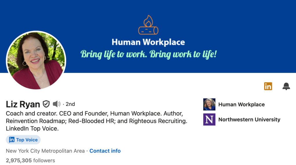 Liz Ryan - hybrid work influencers list.