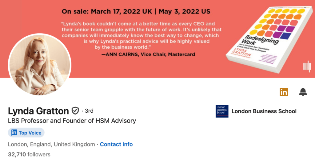 Lynda Gratton - hybrid work influencers list.