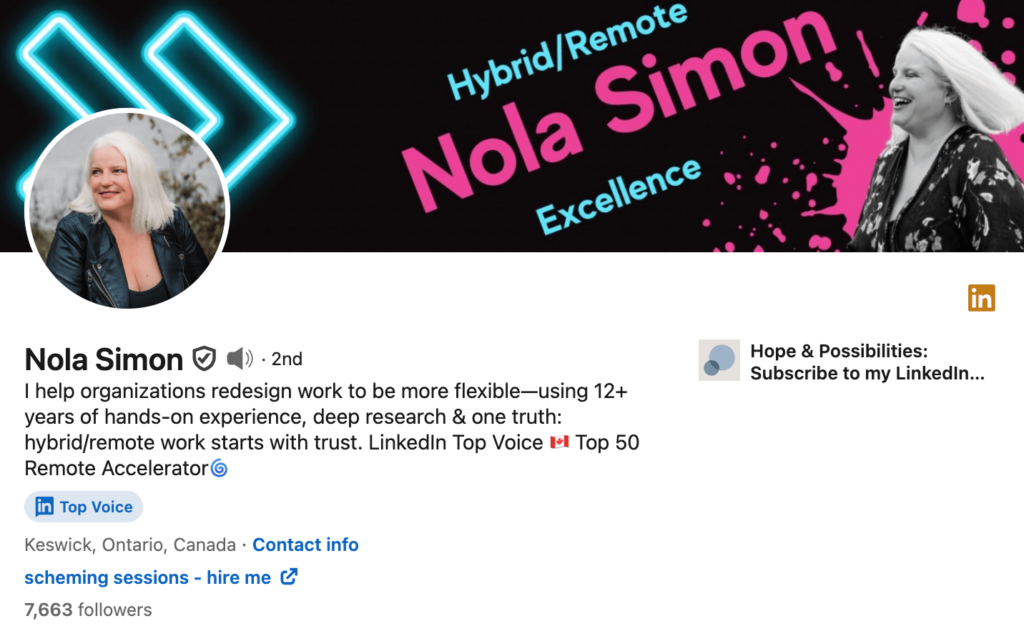 Nola Simon - hybrid work influencers list.