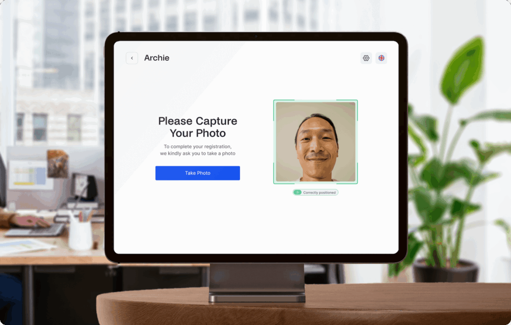 Archie visitor management system photo capture feature.