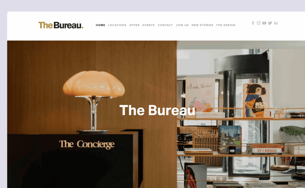 The Bureau - coworking space website example.