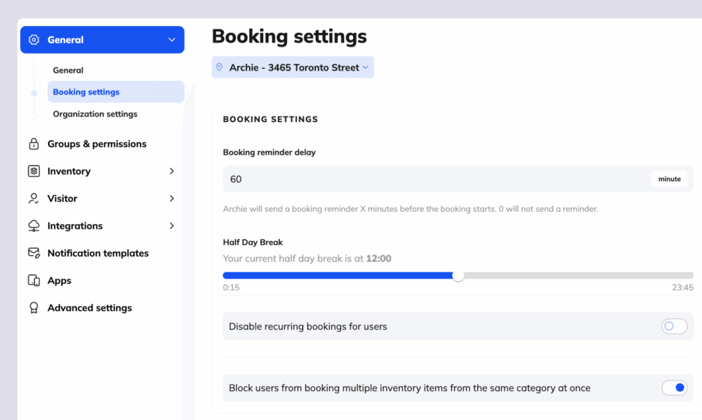 Archie feature - Disabled recurring bookings.