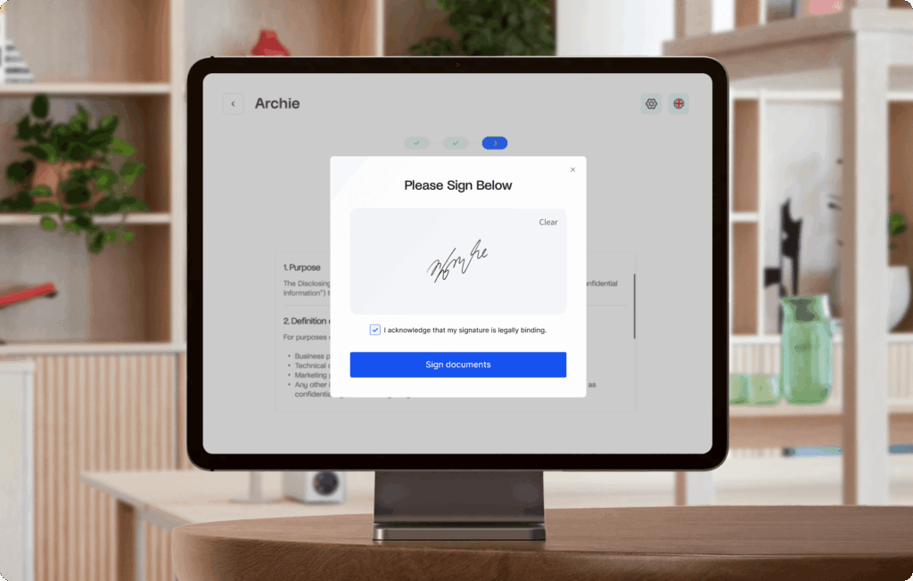 Archie features - native e-signatures.