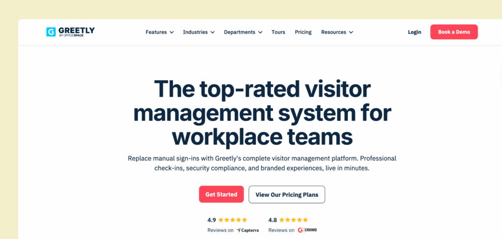 Greetly's visitor management system - website mockup.