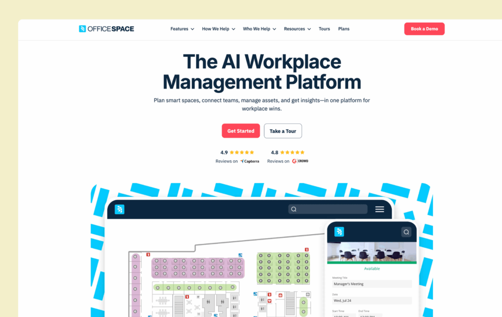 OfficeSpace - hybrid workplace management software example.