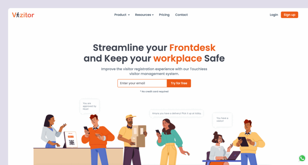 Vizitor - visitor management app screenshot.
