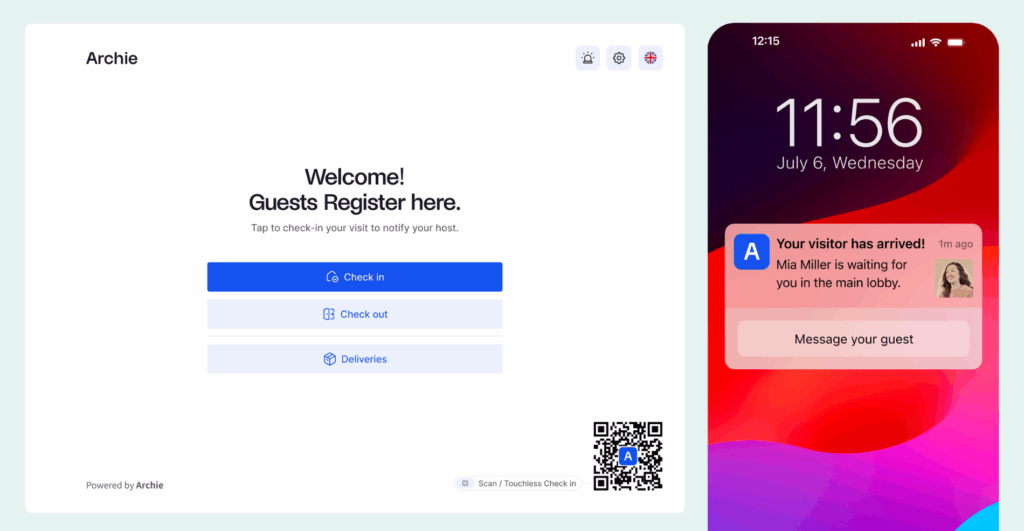 Archie - visitor kiosk app mockup.