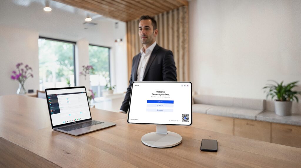 Archie visitor kiosk in use.