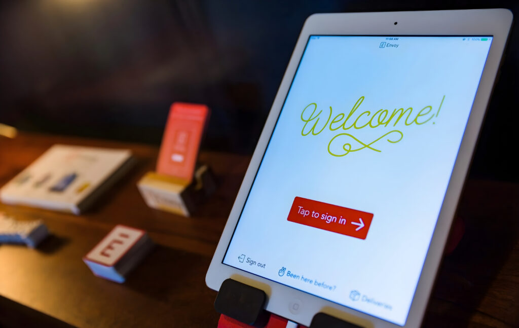 Envoy - visitor kiosk app mockup.