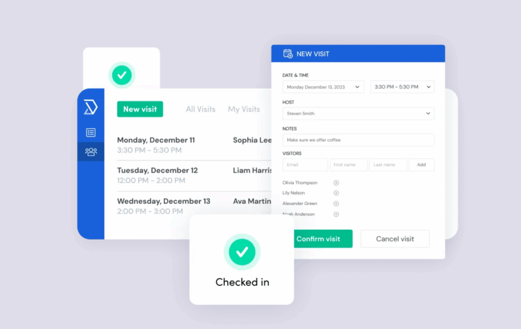 Skedda visitor management UI.
