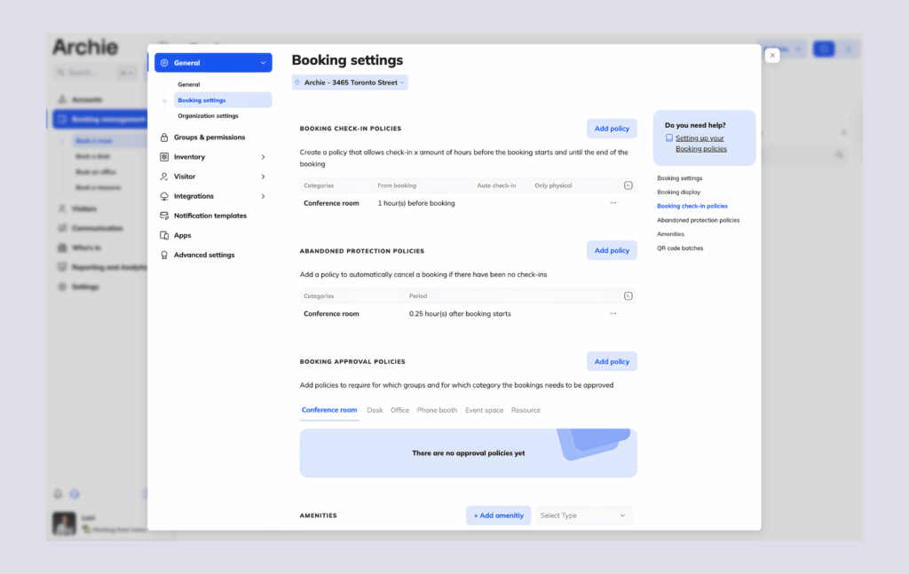 Archie features - setting abandoned meeting protection policies.