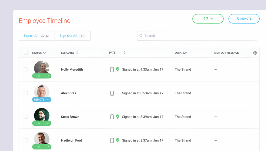 SwipedOn employee management system UI.