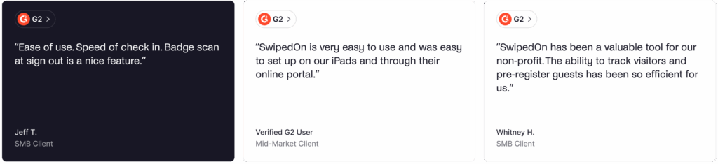 SwipedOn - positive G2 reviews.