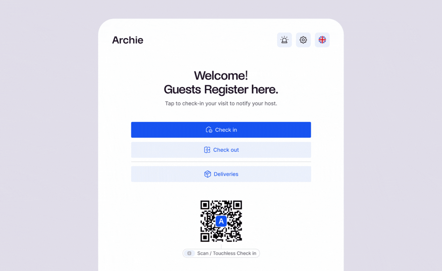 Visitor management process - Archie lilac background.