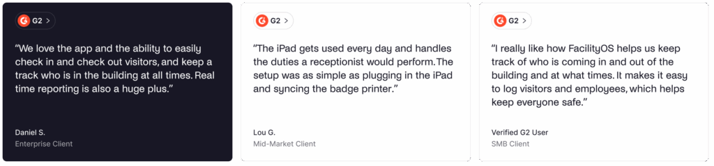 iLobby VisitorOS positive G2 reviews.