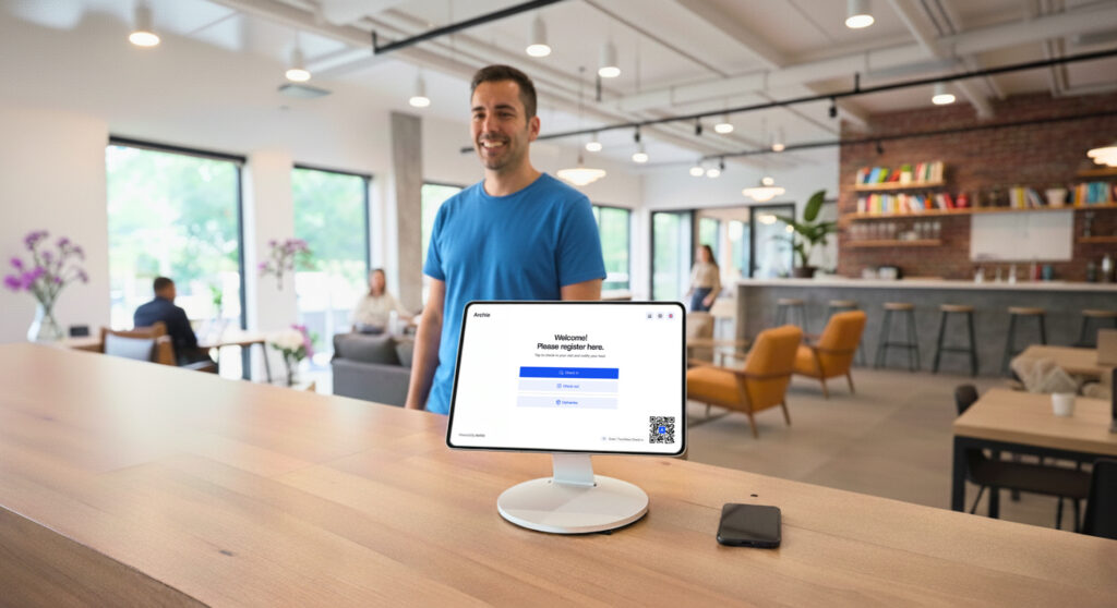Archie Coworking - Visitor management kiosk.