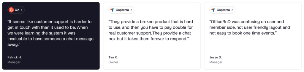 OfficeRnD - negative user reviews.