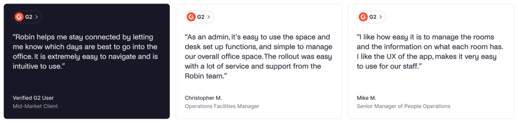 Robin - positive G2 reviews.