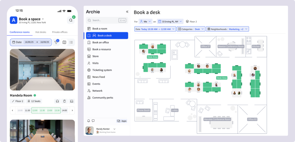 Archie Coworking - mobile and web.