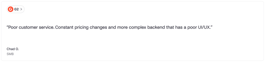 Joan software - negative user review.