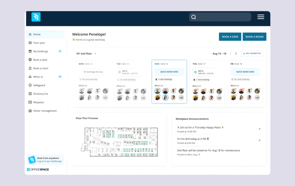 OfficeSpace dashboard.