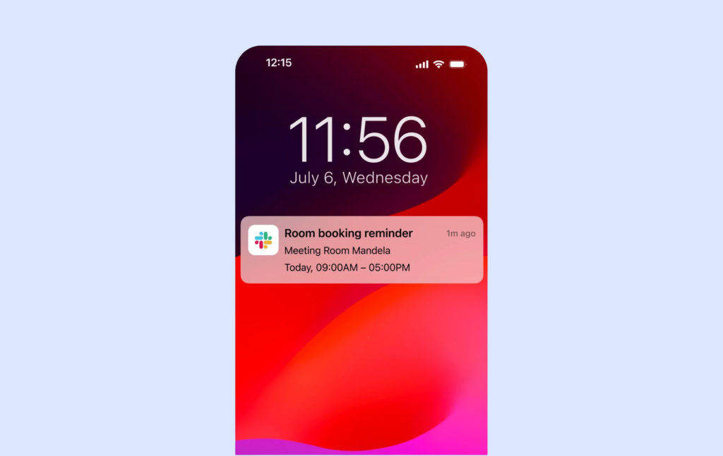 Archie - Slack integration sending a room booking reminder.