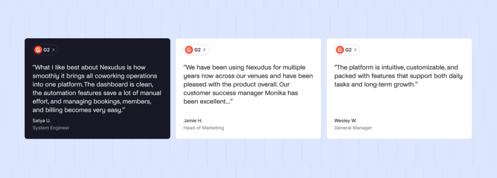 Nexudus positive reviews.