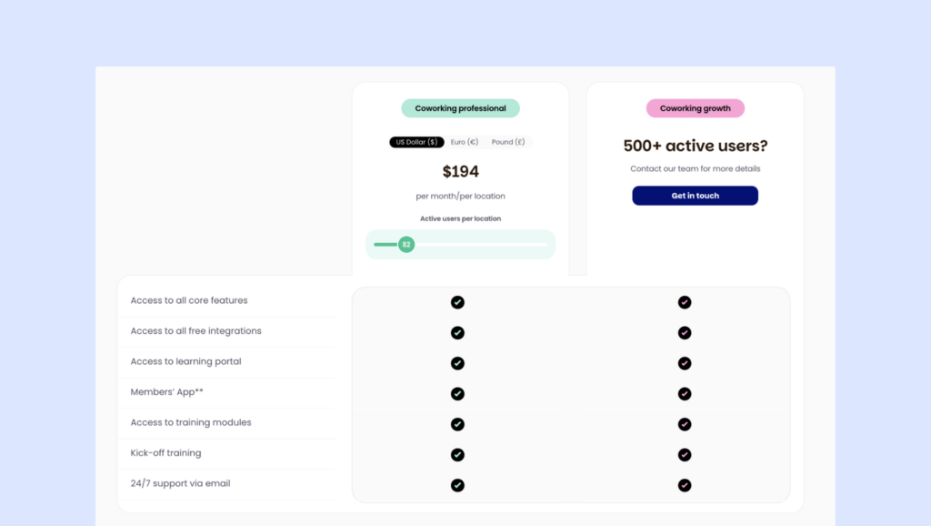 Nexudus - updated pricing.