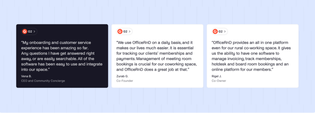 OfficeRnD positive reviews.